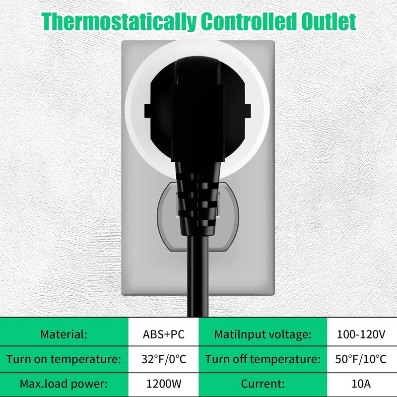 Makevivi Thermostatically Controlled Outlet - On at 32°F/Off at 50 °F, Thermostat Plug Outlet, No Need to Close Manually, for Chicken Water Coop Heater Heated Water Bowl Bird Bath Deicer Roof Cable (1 Pcs) - Image 2